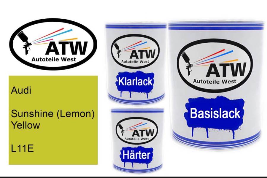 Audi, Sunshine (Lemon) Yellow, L11E: 1L Lackdose + 1L Klarlack + 500ml Härter - Set, von ATW Autoteile West.